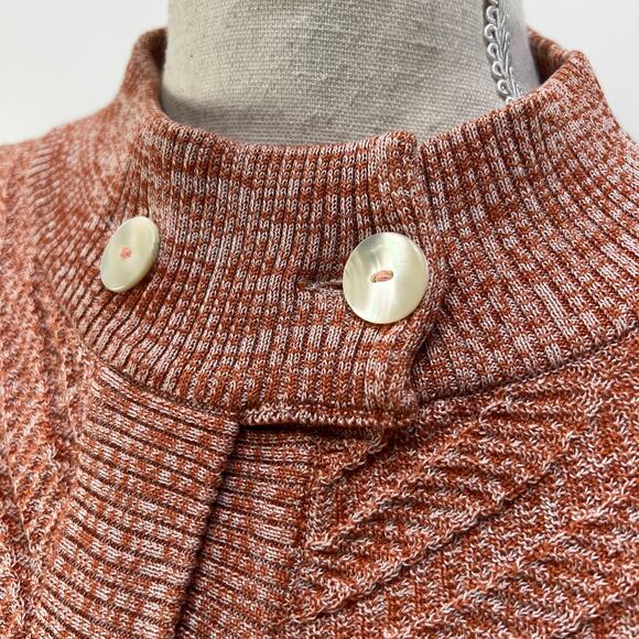 Luca Luca Cotton Knit Textured Sweater High Ribbed Collar Wool Free - Picture 4 of 8